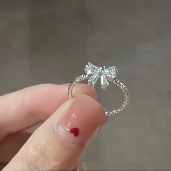 Adjustable Silver Bow Ring - Image 3