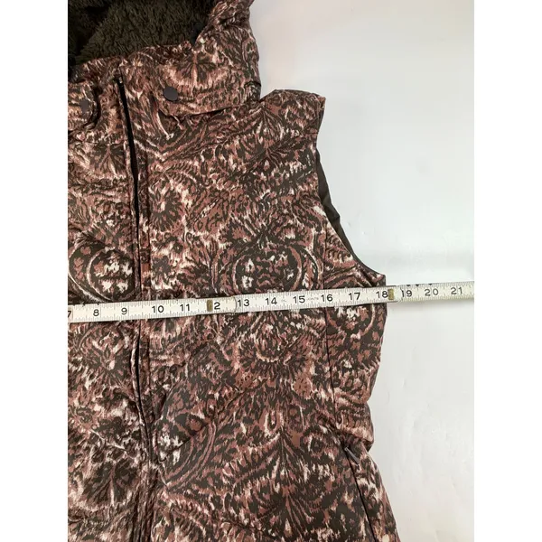Patagonia Womens Brown Ikat Paisley Down Puffer Vest Removable Hood Medium 28395 - Image 4