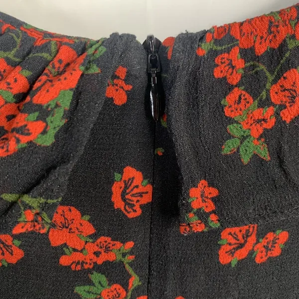 Zara Size M Dress Black Floral Print Babydoll Flowy 3/4 Sleeve Whimsygoth Grunge - Image 6