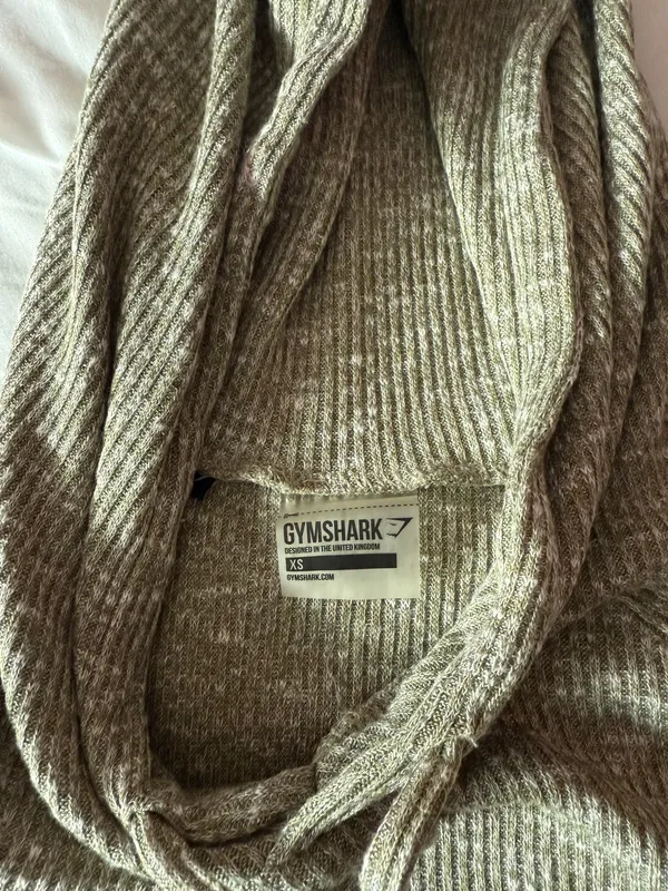 Gymshark Heathered Green Ribbed Cropped Hoodie Size XS - Image 3