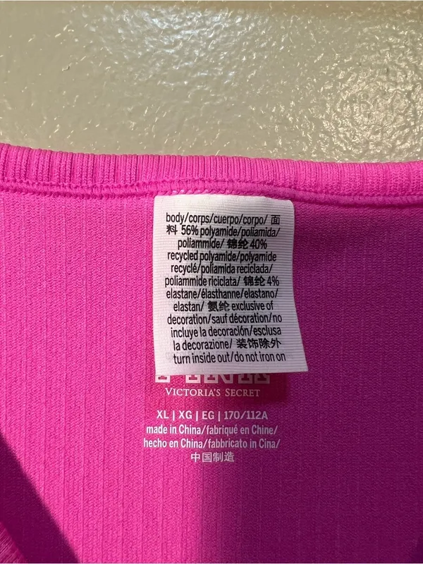 Victoria's Secret PINK Women's Sz XL Seamless Rib Short-Sleeve Crop Top Hot Pink - Image 9