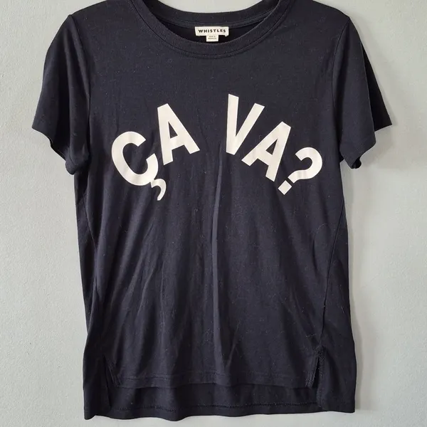 Whistles Womens T-Shirt Ca Va Graphic French Slogan Black Small - Image 2