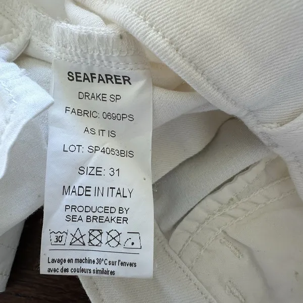 Vintage Seafarer Drake Jeans Sz 31 White Flared Eyelet Embroidered Italy Made - Image 5
