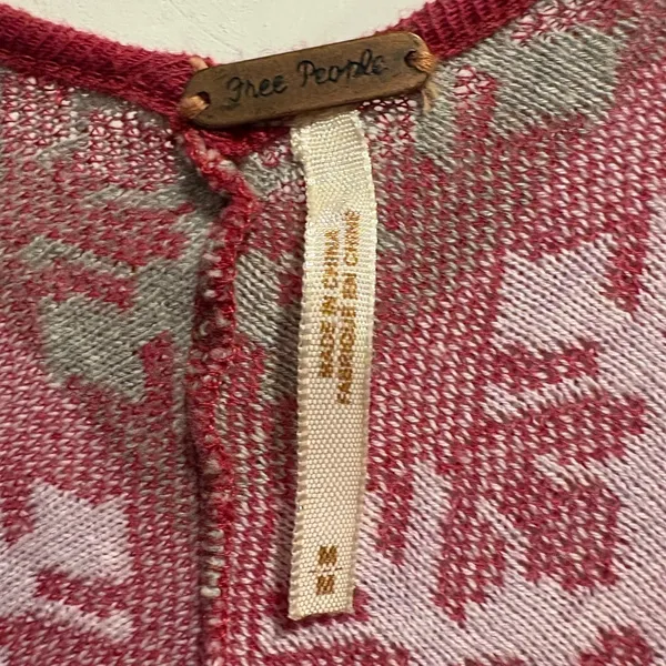 Free People babydoll knit cotton mini dress M berry pink - Image 3