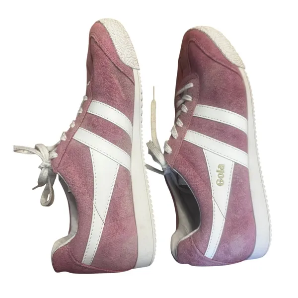 Gola Harrier Suede Sneakers Pink White Retro Trainers Women’s US 8 EU 39 - Image 5