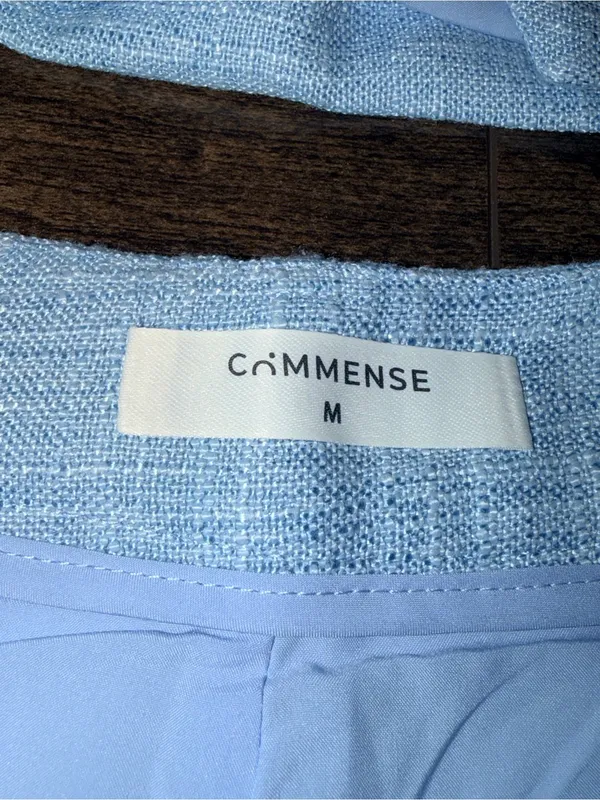 Commense Textured Metal Button Vest & Shorts Set - Blue - Image 7