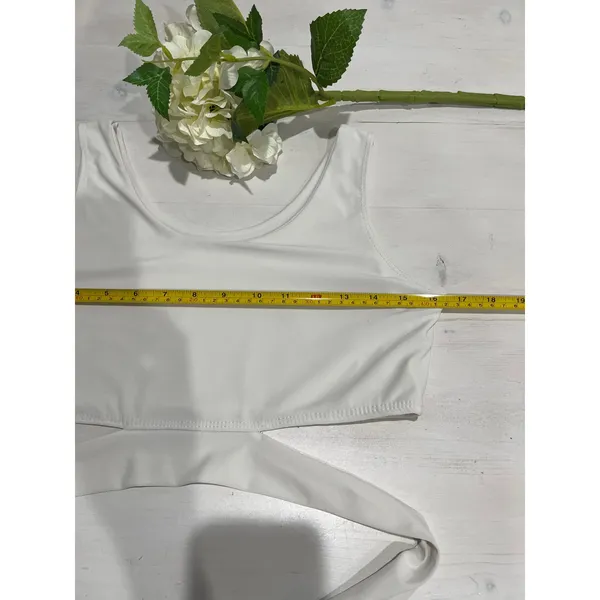 White Crop Top Sleeveless Tie Waist Heartbeeps Women's Size‎ Large - Image 3