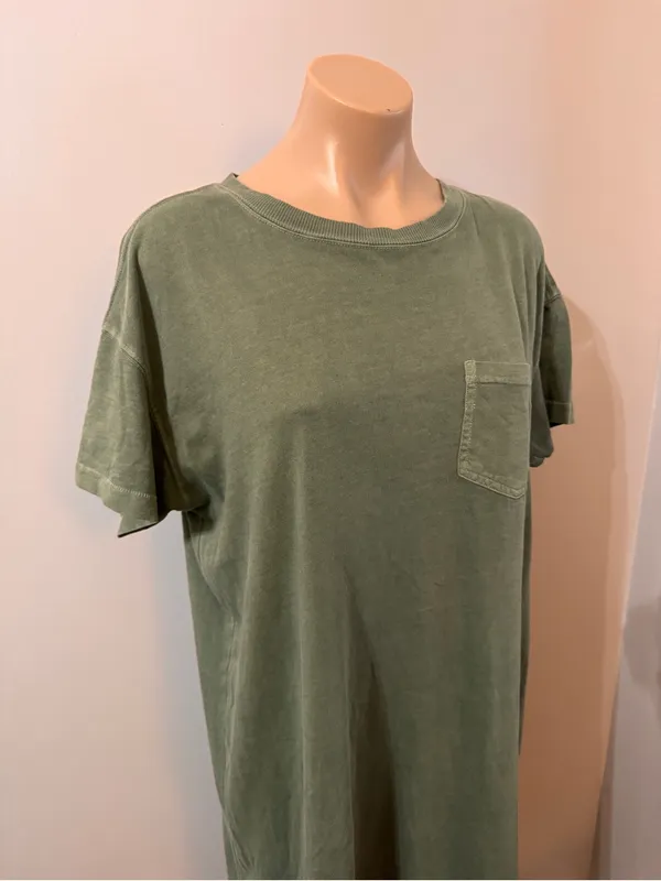 Old Navy T-shirt Dress Washed Olive Green Medium - Image 2