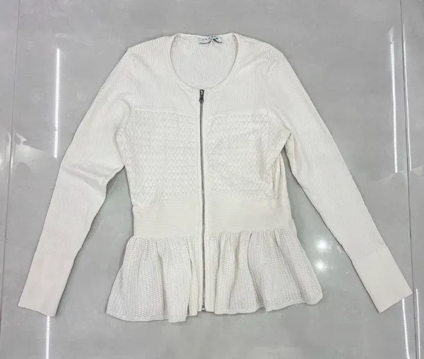 SANDRO stanislav Cardigan white sweater Women long sleeves size Medium Top Zipup - Image 5