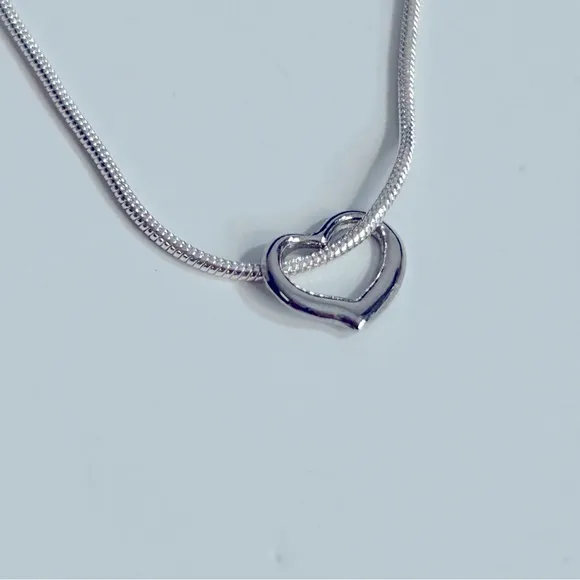 Elegant‎ Sterling Silver 925 Heart Necklace and Charm - Image 2