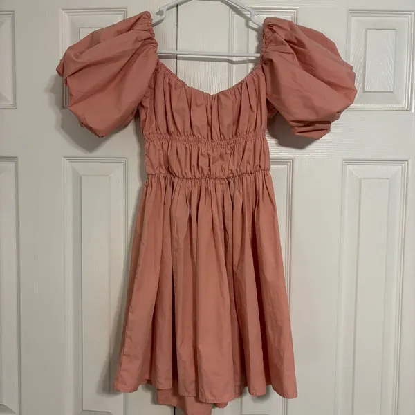Abercrombie Pale Pink Puff Sleeve Mini Dress - Image 3
