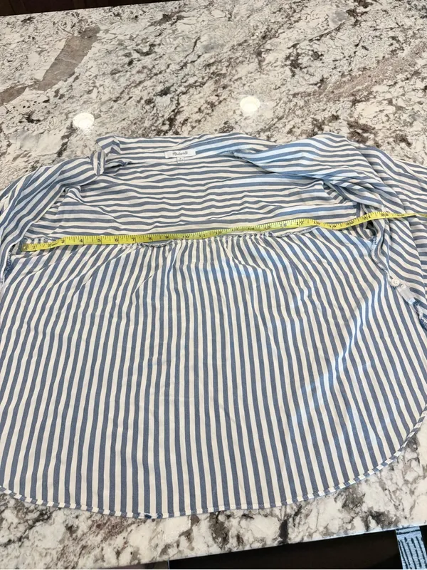 Madewell Blue White Striped Boxy Button Down Shirt Size M - Image 4
