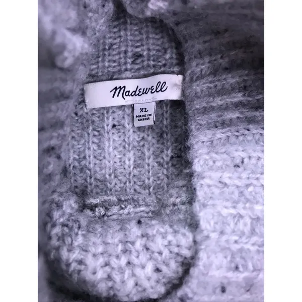 Madewell Turtleneck Sweater Womens‎ XL Gray Speckled Rib Knit Pullover - Image 2