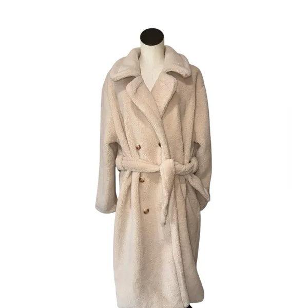 NWT BLANKNYC Women’s Neutral Oat Button Tie Double Breasted Peacoat Coat Jacket - Image 4