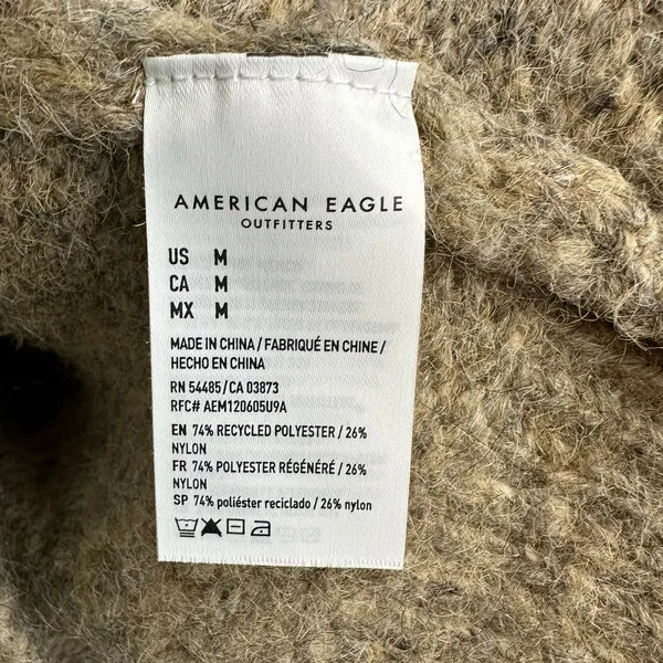 American Eagle Bow Brown Fuzzy Cable Knit Cropped Sweater Cottagecore Academia M - Image 8