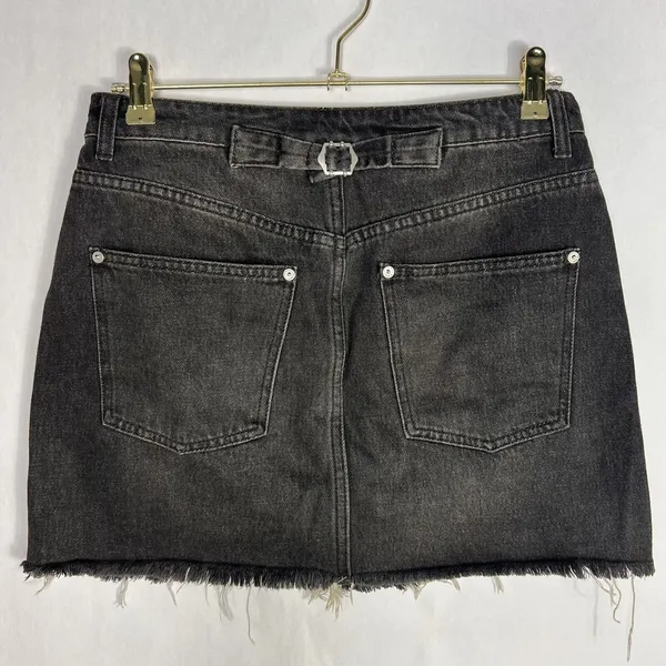 Free People We The Free Womens Mini Skirt Size 28 Black Denim Raw Hem Button Fly - Image 2