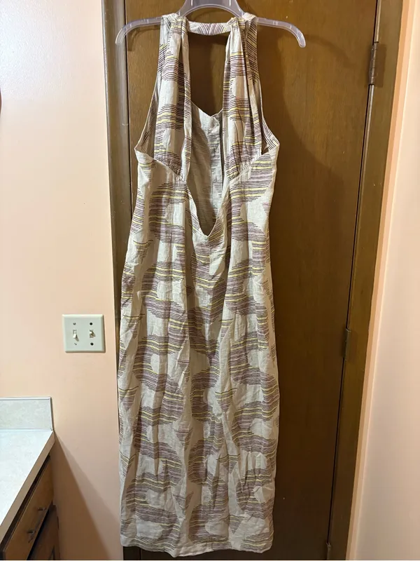 Celandine Anthropologie neutral printed linen blend maxi dress - Image 8