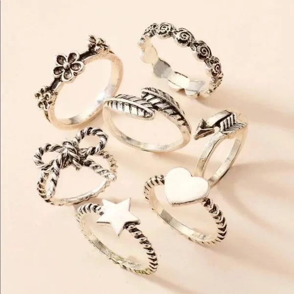 Gorgeous Stackable Silver ring set 7 pcs - Image 3
