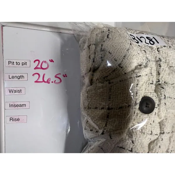 ZARA Oversized Tweed Shacket Overshirt‎ Women XS Ivory Check Textured Oversized - Image 6