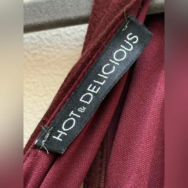 Hot & Delicious Solid Brown/Wine Ruched Maxi Dress Size Large Sexy Resort Beach - Image 4