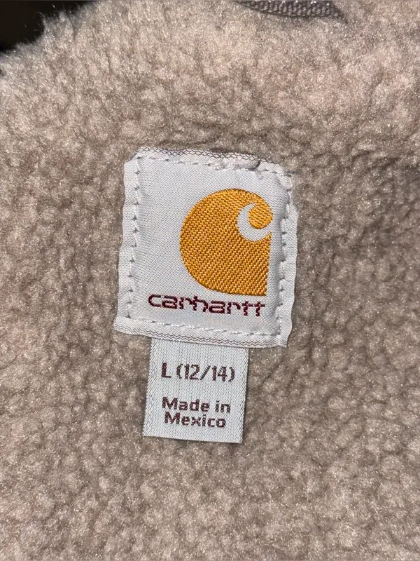 Vintage Carhartt Taupe Gray Sherpa Lined Vest Mock Neck WV001 032 Women’s Large - Image 8