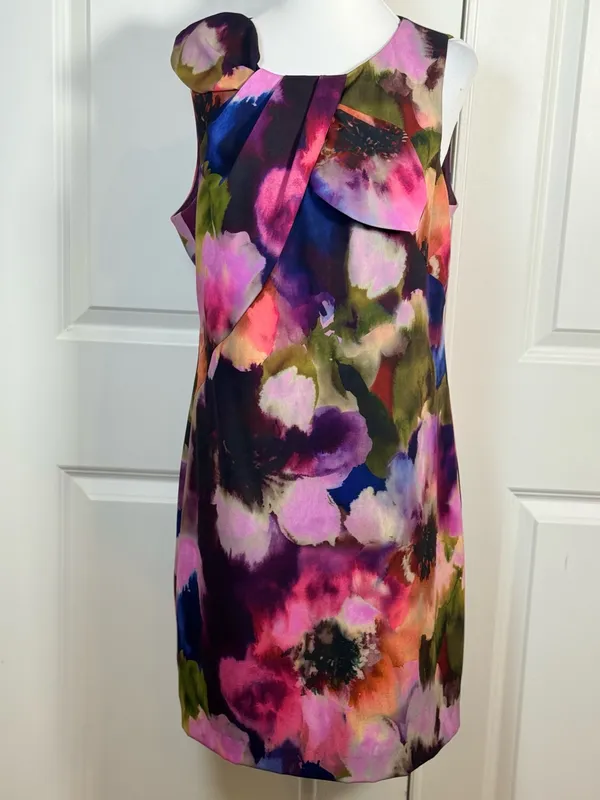 Trina Turk With A Twist Watercolor Floral Dress 10 Cocktail Wedding Guest Party - Image 2
