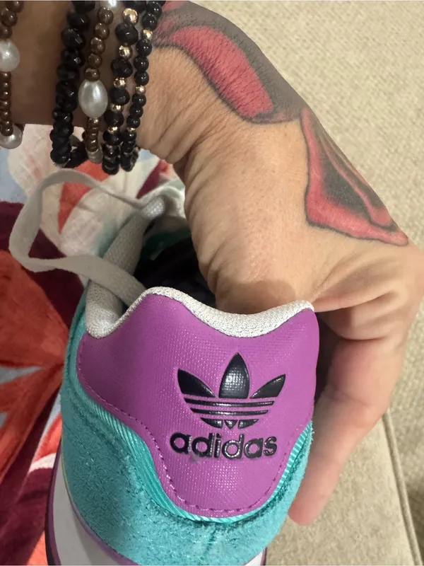 adidas Women's Teal and Purple Retro Running Shoes - Image 9