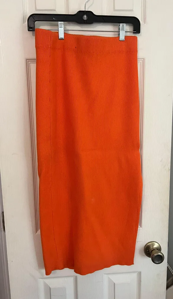 midi knit skirt Orange - Image 2