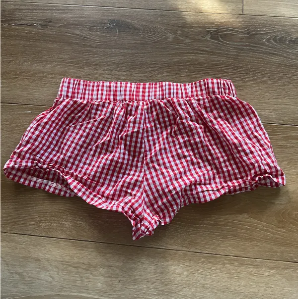 Edikted Gingham Boxer Shorts Red - Image 2