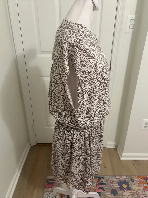 Rails Angelina Sand Cheetah Linen Blend Mini Dress New Size Medium Smocked - Image 8