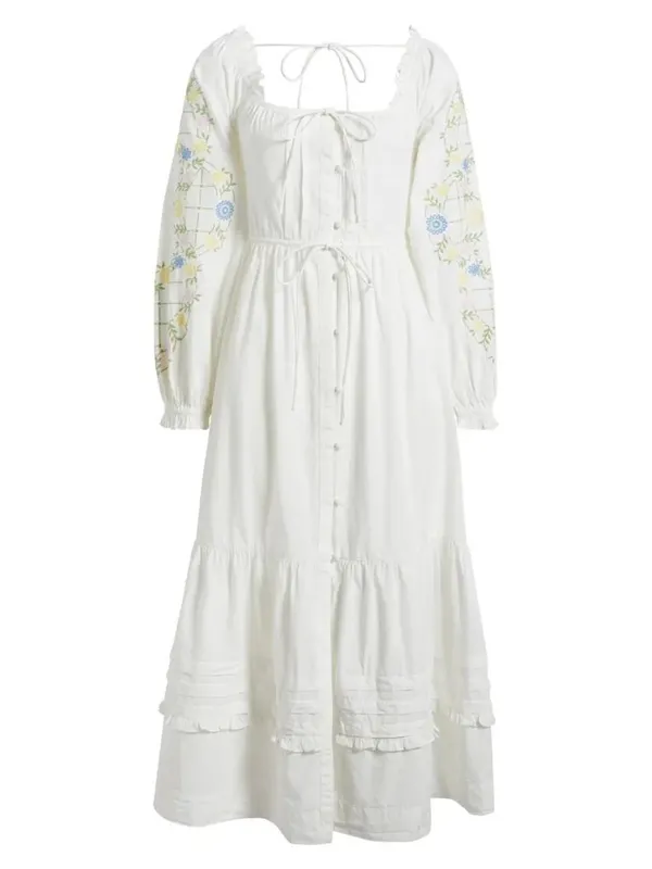 Damson Madder Junia Midi Dress in Embroidered 6 New Floral Cotton - Image 9