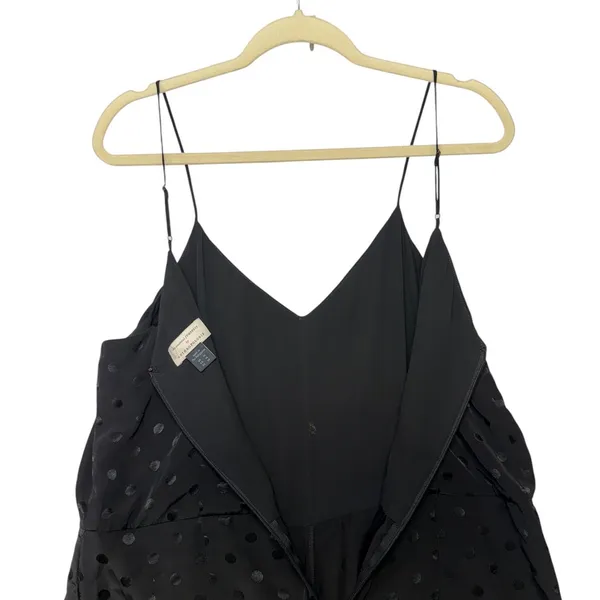 Anthropologie The Essential Jumpsuit Black Polka Dot Wide Leg V-Neck Size 14 - Image 10