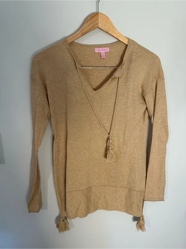 Lilly Pulitzer Colene sweater tan xxs - Image 2
