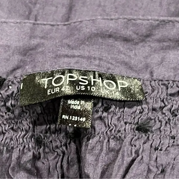 Topshop Lightweight Blue Embroidered Tassel Tank Top Women’s 10 - Image 3
