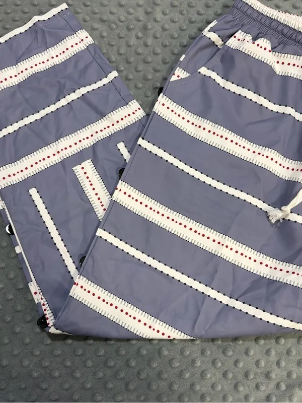 Women’s Blue Striped Drawstring Trousers Size L - Image 7