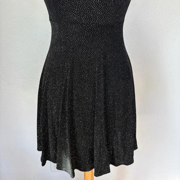 Vintage 90s Black and Silver Sparkle Mini Cocktail Dress - Image 5