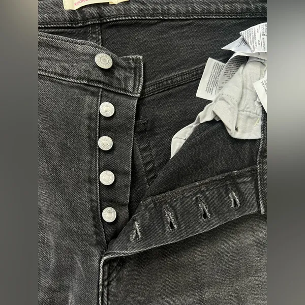 Levi’s NWT Ribcage Straight Ankle Jeans Black High Rise Denim Size 32 - Image 7