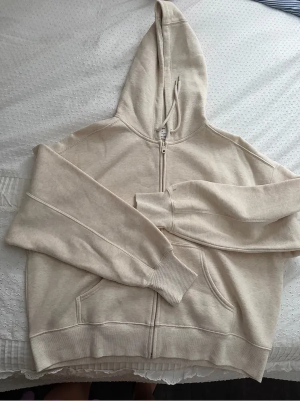 Aerie Cloud Fleece Classic Full Zip Sweatshirt | Heather Frost - Image 2