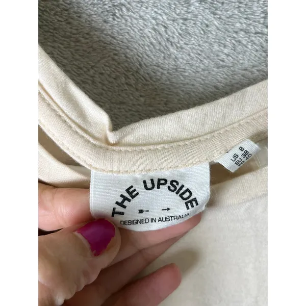 The Upside Infinite Cropped Muscle Tank Top Natural Graphic Logo Size‎ 8 Cotton - Image 5