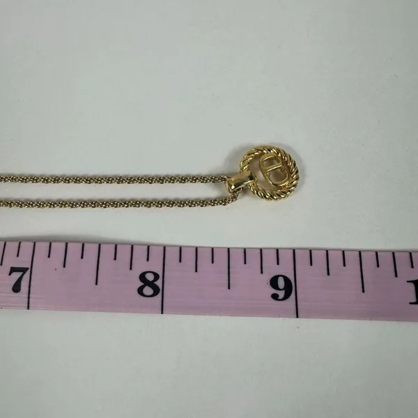 Christian Dior CD Logo Gold Tone Pendant Necklace - Image 6