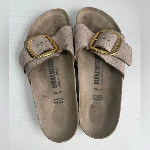 Birkenstock Big Buckle Madrid Sandals Washed Metallic Pink Sz L6 Slide Slip On - Image 8