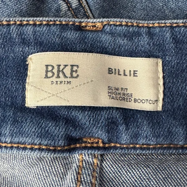 BKE SZ 25x29 1/2 Billie Jeans Tailored Bootcut Slim Fit Hi-Rise Distressed Blue - Image 9
