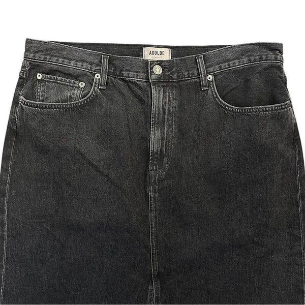 NEW Agolde Leif Front Slit Denim Maxi Skirt Spider Black Size 32 Casual $238 - Image 3