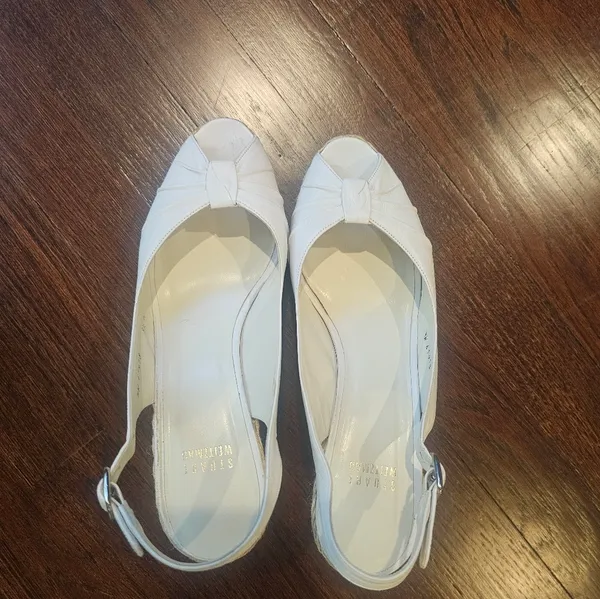 Stuart Weitzman White Classic Heeled Sandals - Image 3