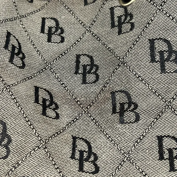 Dooney & Bourke Signature DB Monogram Drawstring‎ Bucket Shoulder Bag Black Gray - Image 8