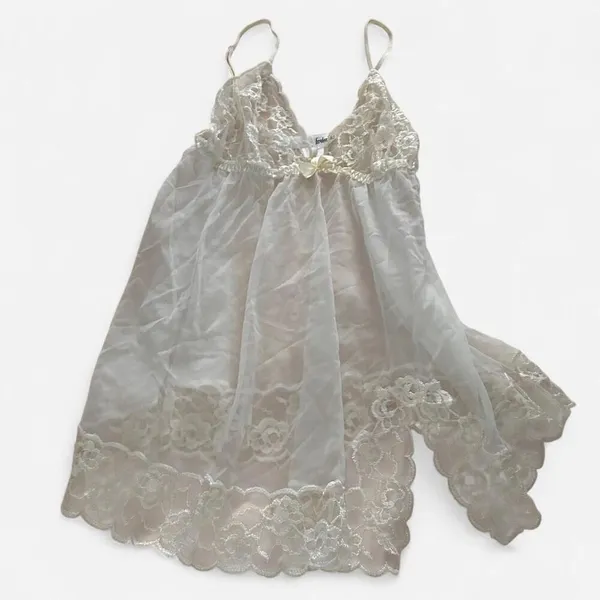 Y2K Angelic Coquette Frederick’s of Hollywood Lace Tulle Babydoll Cami – XL - Image 2