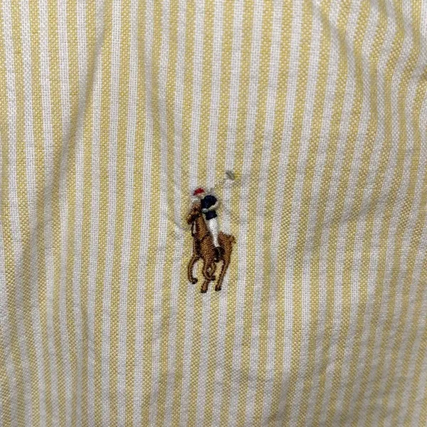 Ralph Lauren Womens Shirt Sz 2 Classic Fit Button Down Yellow White Striped - Image 2