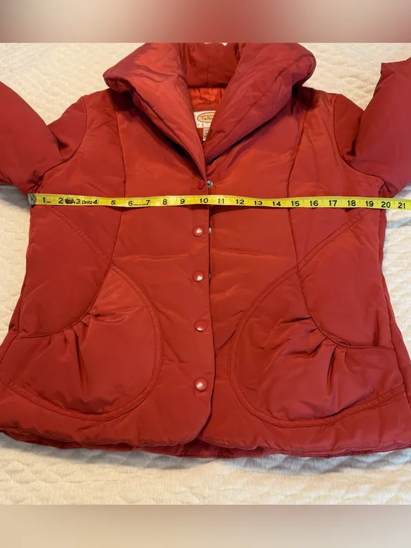 Talbots Petites Short Puffer Jacket Down/Feathers Size Medium  Shawl Collar - Image 9
