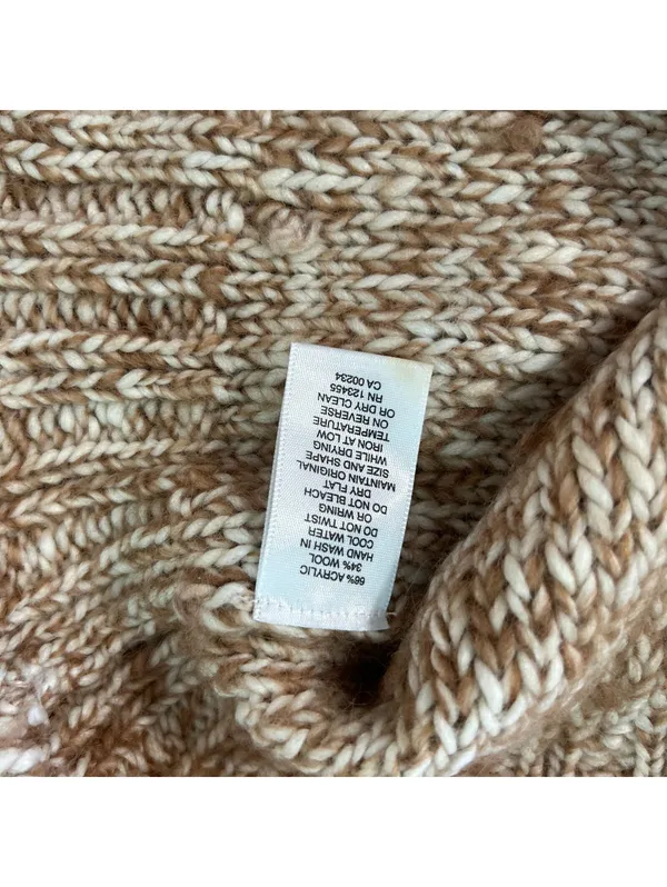 Lord & Taylor Women’s XS Wool Blend Marled Chunky Knit Sweater Rusted Granola - Image 4