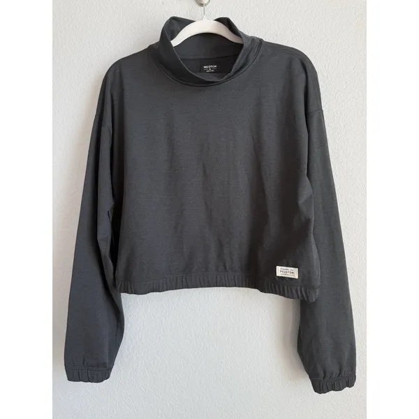 Peloton Dreamblend Mock Neck Crop Sweatshirt Gray M Athleisure Gorpcore Cozy - Image 3